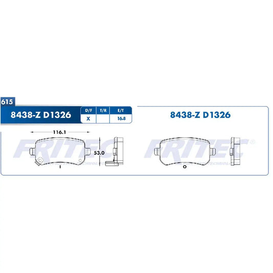BALATA FRITEC TRAS DODGE JOURNEY/TOWN&COUNTRY 07-13 - VW ROUTAN 09-13