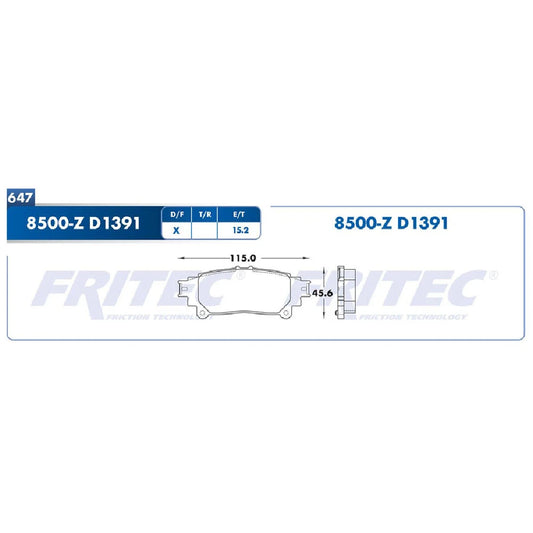 BALATA FRITEC TRAS. TOYOTA SIENNA (11-14) - LEXUS RX450H (13)