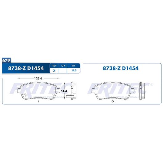 BALATA FRITEC DEL MAZDA 2 11-13 (GDB4859)(SPC8738ZD1454FRI)
