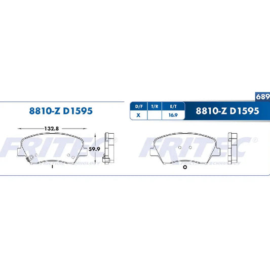 BALATA DE DISCO FRENO DEL. FRITEC PARA HYUNDAI ELANTRA 15-18 KIA FORTE 15-16(WC1595)