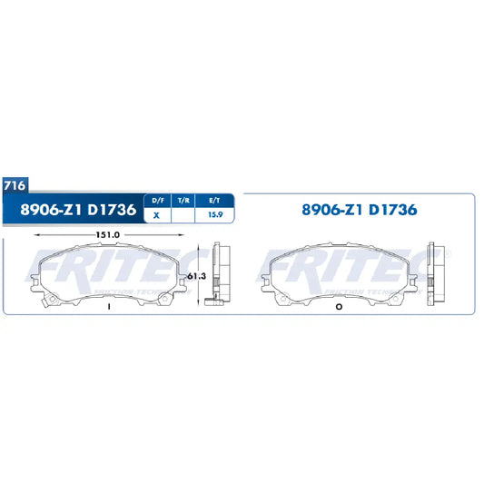 JGO BALATA DEL FRITEC NISSAN XTRAIL 14-17