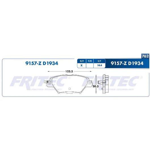 BALATA DE DISCO FRENO TRAS. FRITEC PARA MAZDA CX-9 16-19