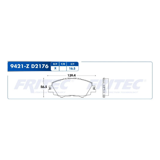 BALATA DE DISCO FRENO DEL.FRITEC PARA TOYOTA COROLLA 19-22