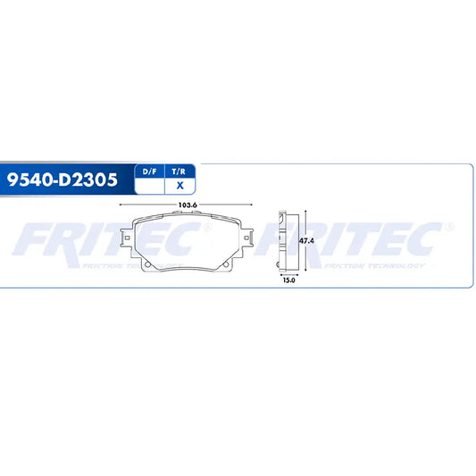 BALATA DE DISCO TRAS FRITEC PARA TOYOTA TRUCK HIGHLANDER HYBRID 4L 2.5LTS 20-23